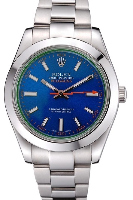 Good Copy Rolex Watches Blue And Stainless Dial Steel Bezel Case 622838 Milgauss Rolex 0618
